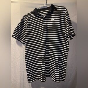 Nike Men's Polo Shirt in Black and White Stripes